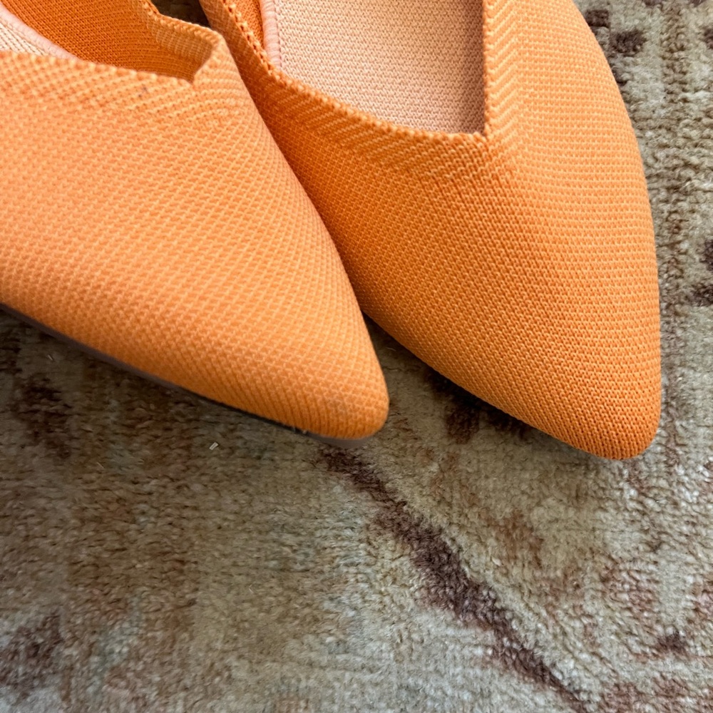 NWOT/Rothy's Women’s Pointed Toe Flats Tangerine Orange Washable Fabric - Picture 8 of 12